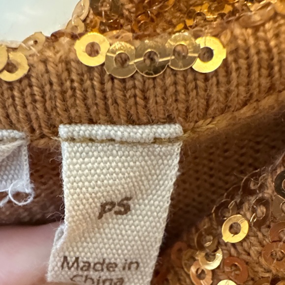 Sequin Trim Long Sleeve Top in Rust orange size PS - Picture 3 of 11